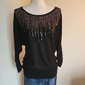 White House Black Market Black Rayon Top